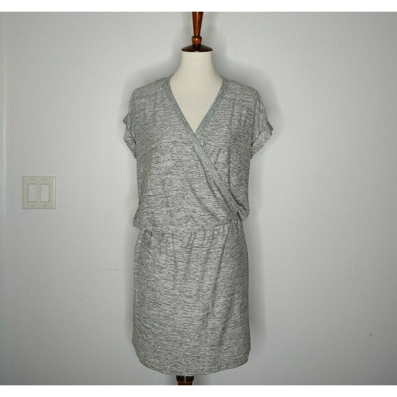 LOFT Lou & Grey Wrap Jersey Dress S Heather Gray Casual Sporty - Picture 2 of 7